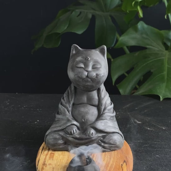 He-cat Incense Stick Holder, Handmade Incense Holder With Beech